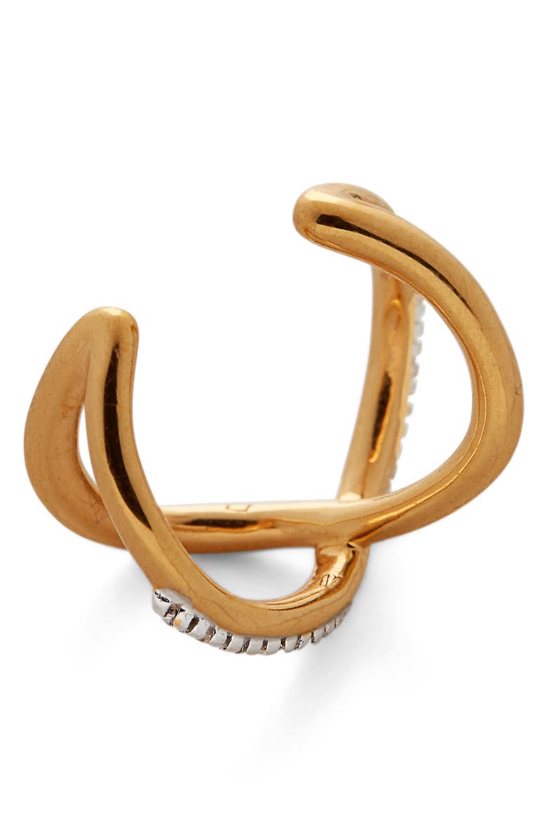 Monica Vinader Riva Crossover Diamond Ear Cuff, Alternate, color, 18Ct Gold Vermeil On Silver