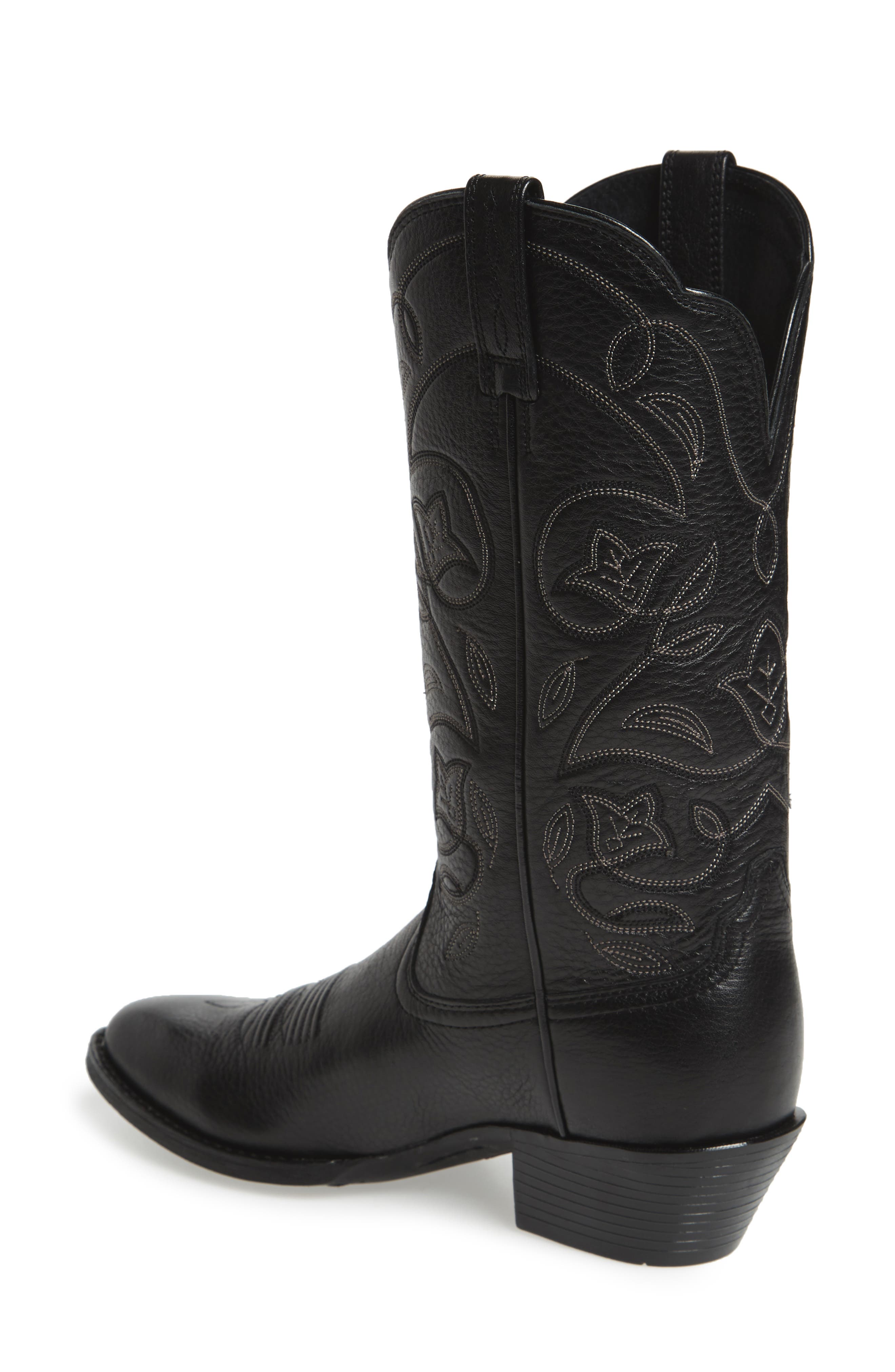 Ariat Heritage Western R-Toe Boot, Alternate, color, Black Leather