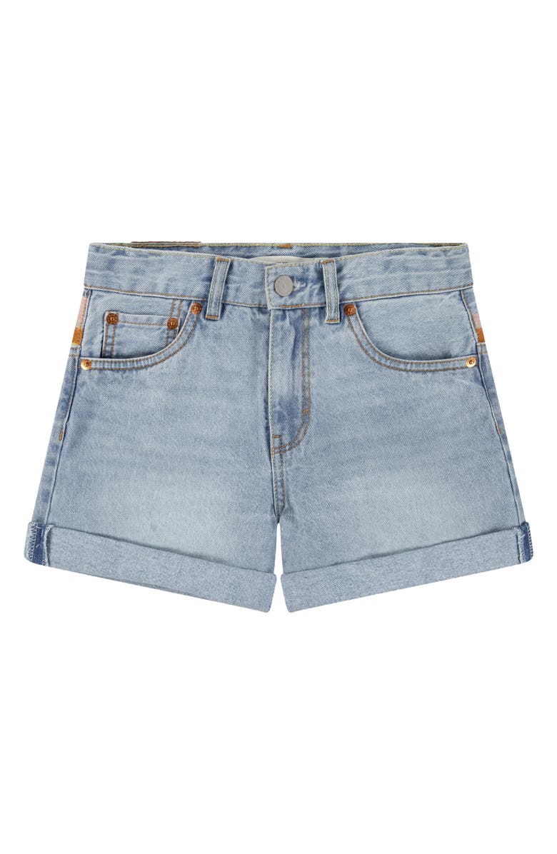 Levi's<sup>®</sup> Kids' Mini Mom Embroidered Denim Shorts, Main, color, 