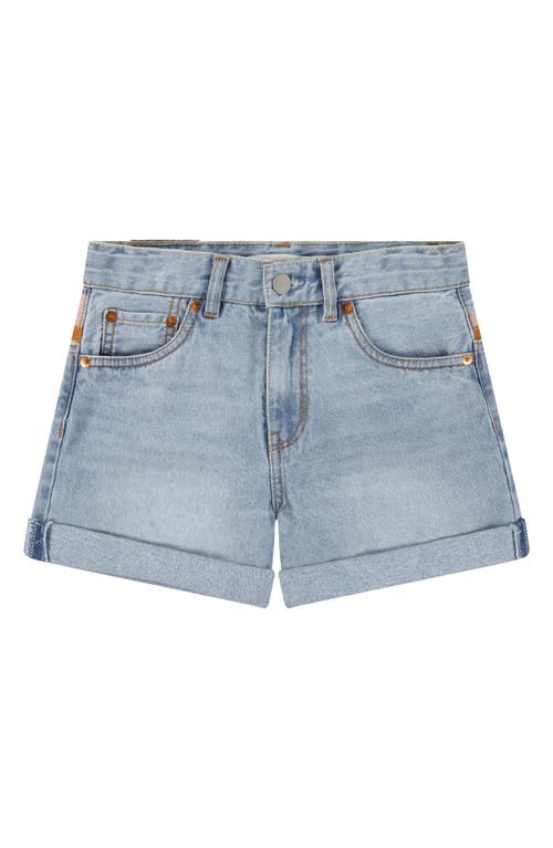 Shop Levi's Kids' Mini Mom Embroidered Denim Shorts In Desert Sky