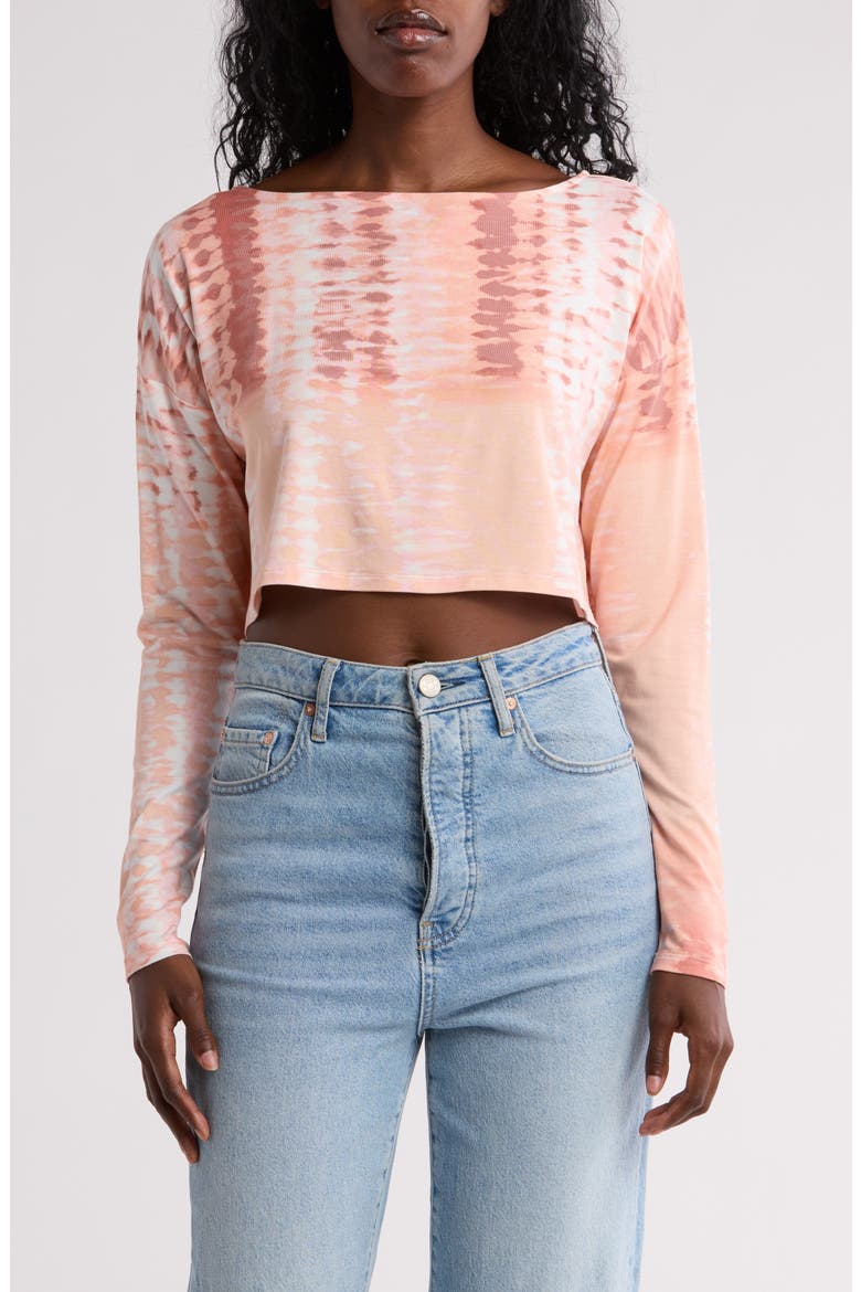 Kayli Knit Crop Top, Main, color, SUNSET TIE DYE