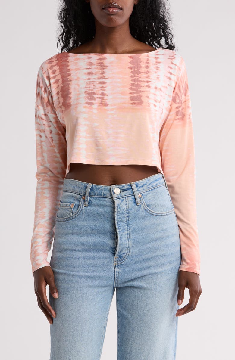 Tart Kayli Knit Crop Top, Main, color, Sunset Tie Dye