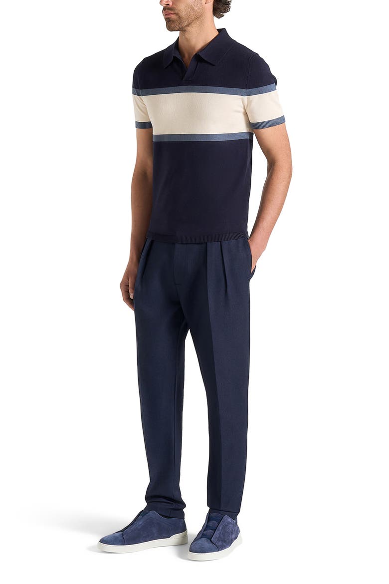 Enzo Colour Block Polo Top, Main, color, Navy