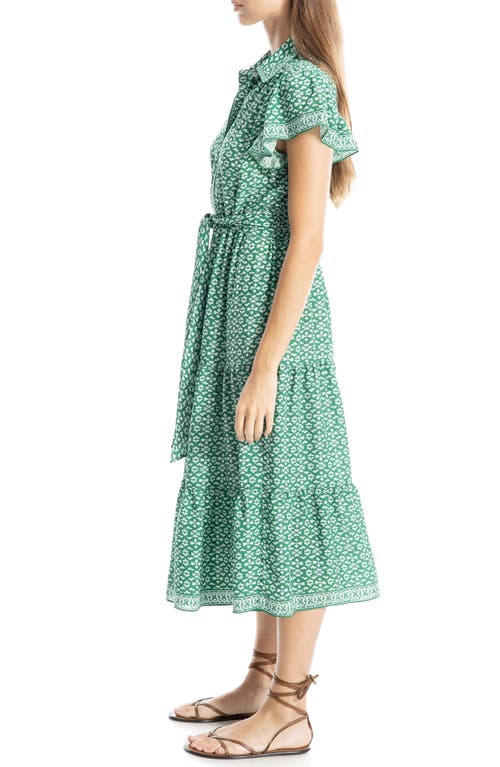 Max Studio Floral Tie Front Shirtdress In Grn/crm Ornt Elgnc