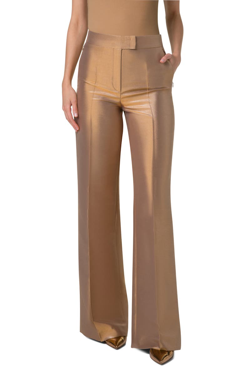 Akris Fior Metallic Silk Blend Pants, Main, color, 