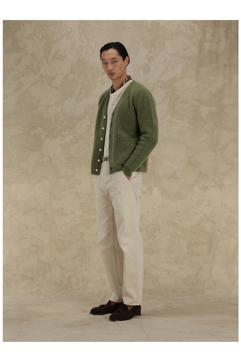 Teddy Patch Pocket Cardigan, Alternate, color, GREEN