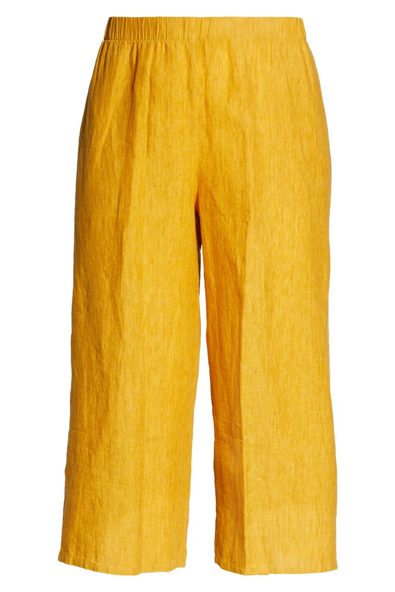 Organic Linen Crop Wide Leg Pants, Alternate, color, MARIGOLD