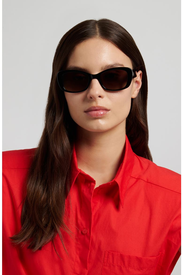 Beryl 53mm Gradient Rectangular Sunglasses, Alternate, color, BLACK/ BROWN SF