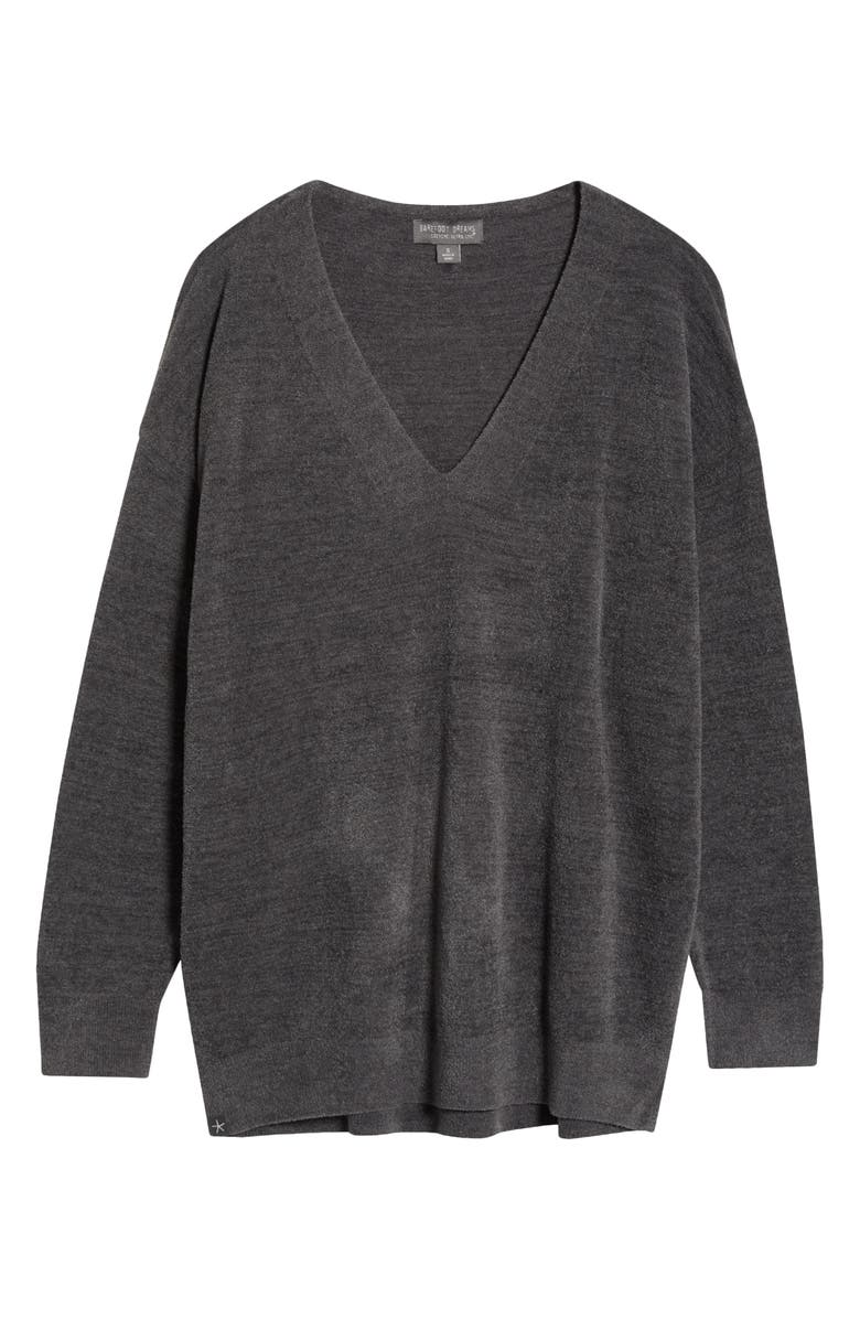 Barefoot Dreams<sup>®</sup> High-Low Hem V-Neck Pajama Pullover Sweater, Alternate, color, Carbon