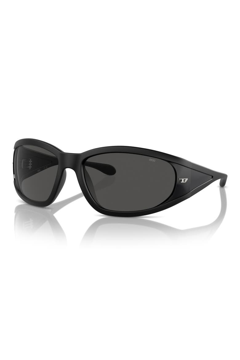 65mm Oversize Pillow Sunglasses, Alternate, color, MATTE BLACK / DARK GREY