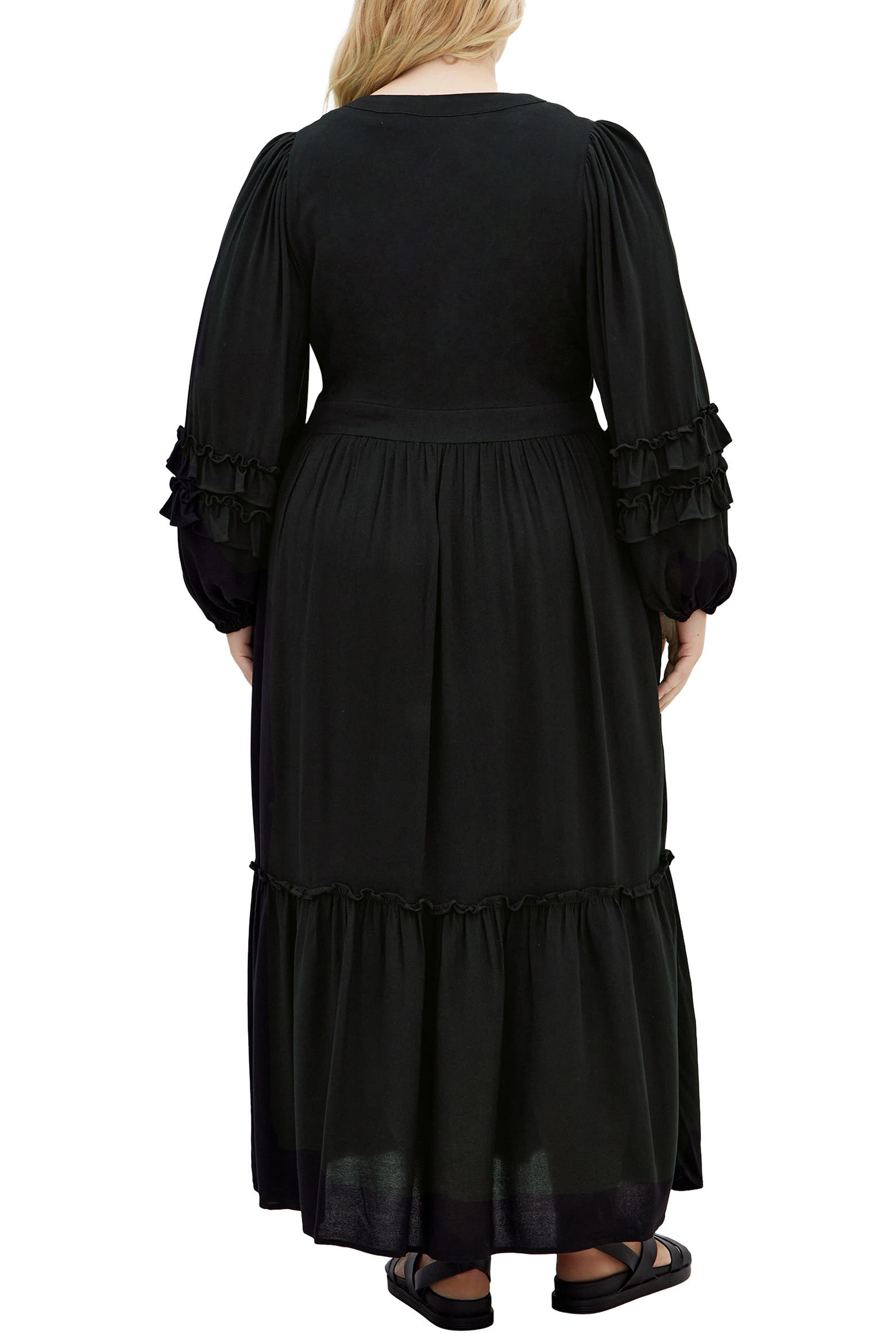 Long Side Ruffled Dress City Chic Malia Ruffle Long Sleeve Maxi Dress (Women) | Nordstrom