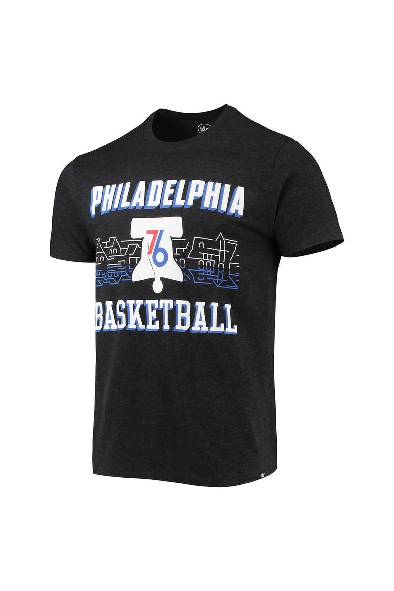 Men's '47 Black Philadelphia 76ers City Edition Club T-Shirt, Alternate, color, Heather Black