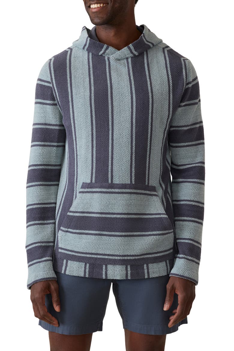 Whitewater Stripe Organic Cotton Blend Hoodie, Main, color, TEAL CHANNEL STRIPE