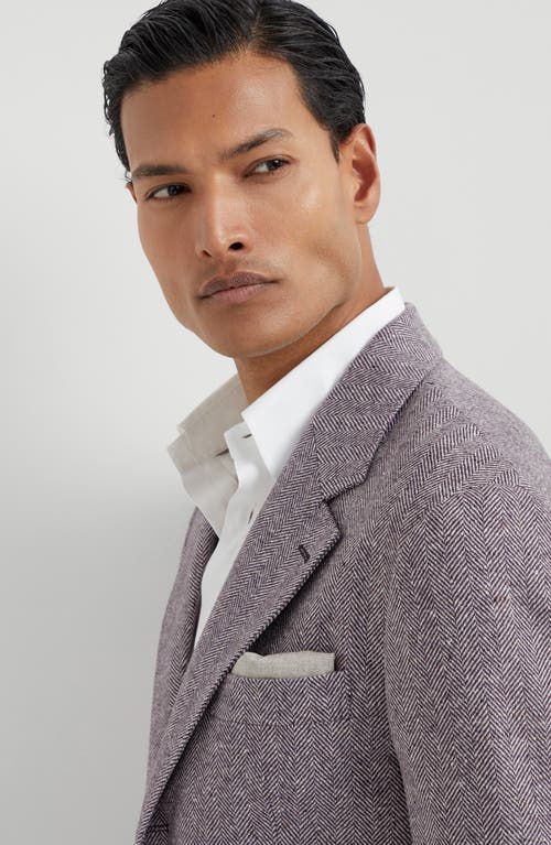 Brunello Cucinelli Chevron Deconstructed Blazer In Purple