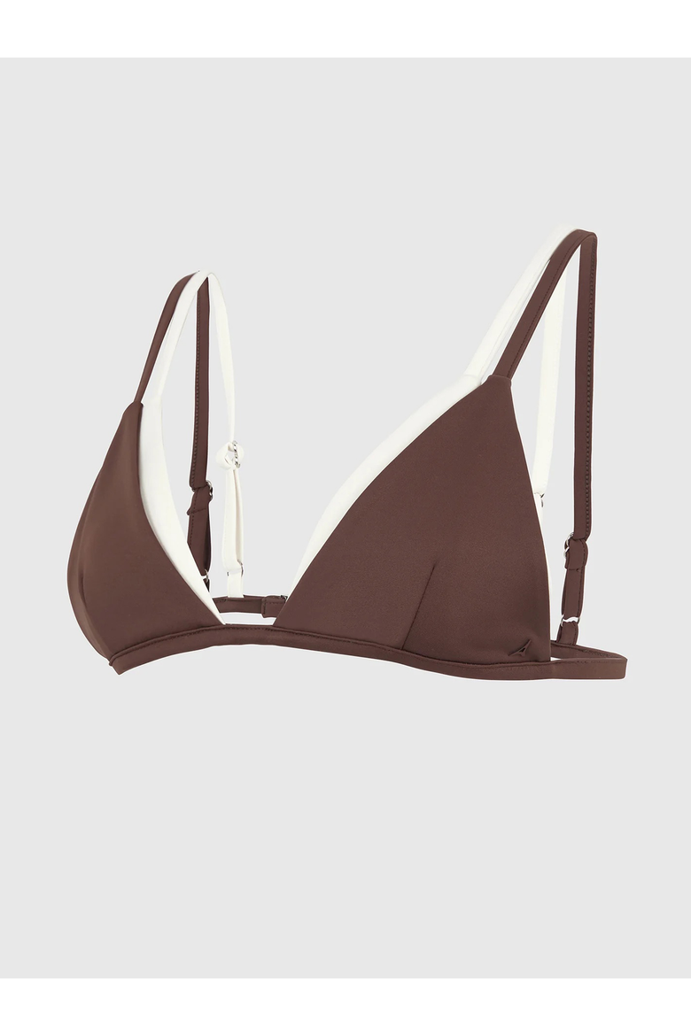 Lydie Layered Bikini Top, Alternate, color, Brown/Cream