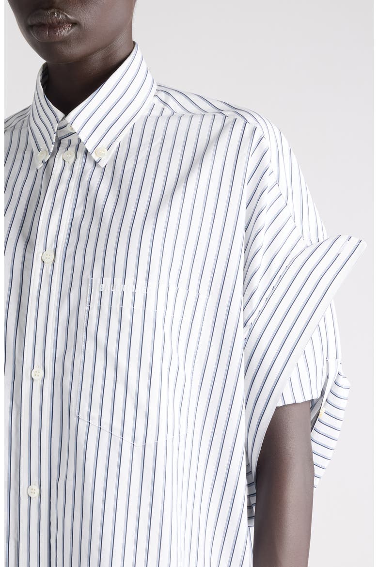 Tucked Short Sleeve Button-Down Shirt, Alternate, color, 9086 WHITE/ BLUE