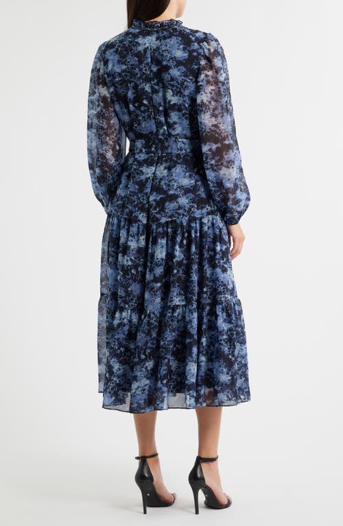 Kobi Halperin Judge Floral Print Long Sleeve Maxi Dress In Blue