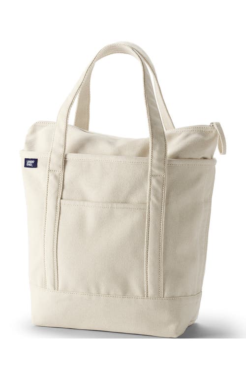 Lands' End Zip Top Canvas Tote Bag In Natural/natural