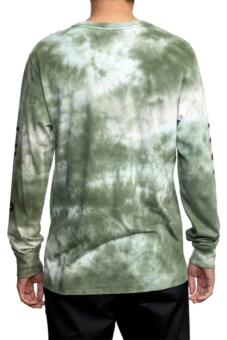 Big RVCA Tie Dye Long Sleeve Graphic Tee, Alternate, color, GREEN