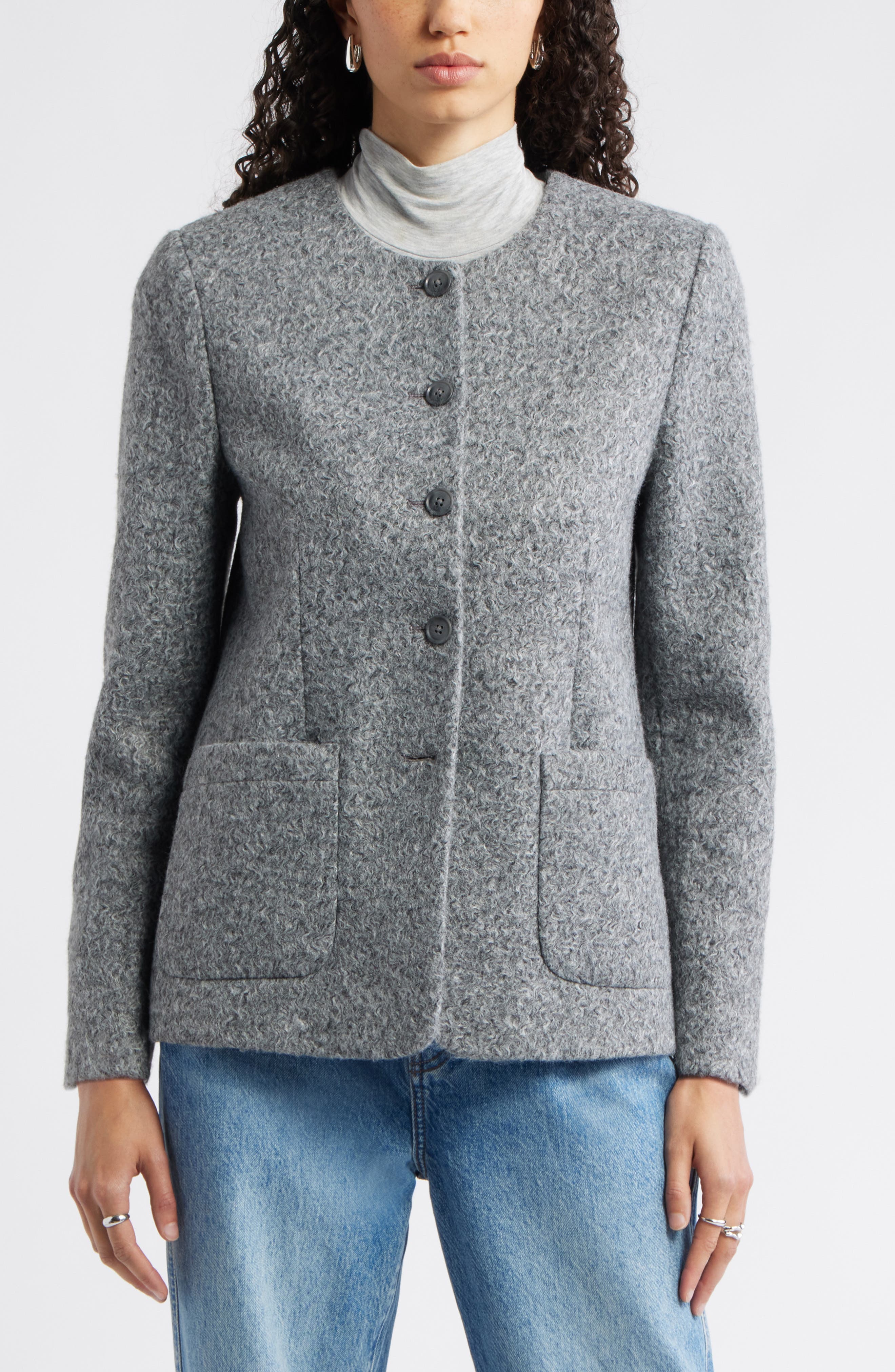 Nordstrom Textured Collarless Jacket