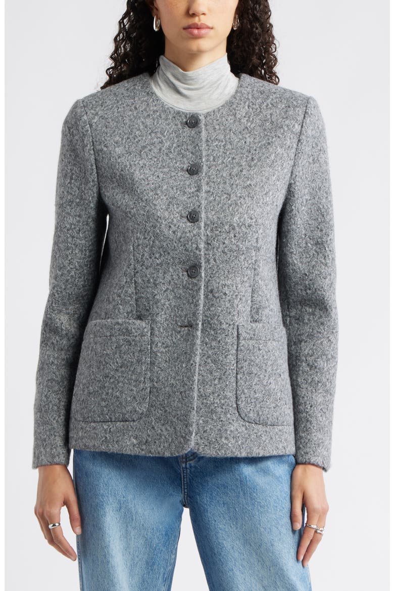 Textured Collarless Jacket, Main, color, GREY HEATHER