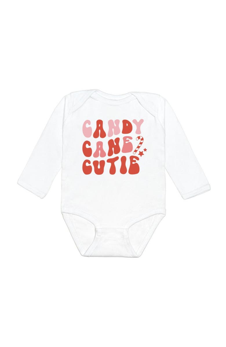 Sweet Wink Candy Cane Cutie Christmas Long Sleeve Bodysuit, Main, color, 