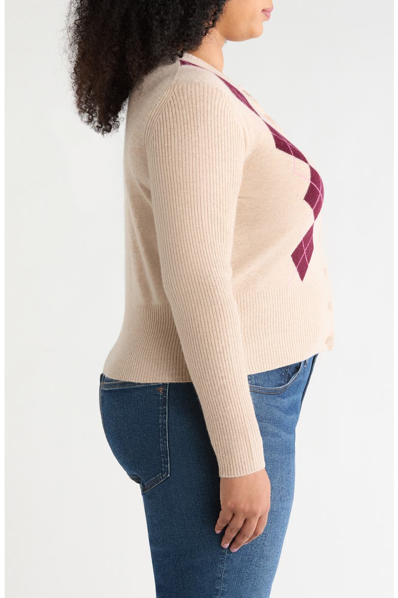 Wool & Cashmere Cardigan, Alternate, color, TAN DIAMOND ARGYLE