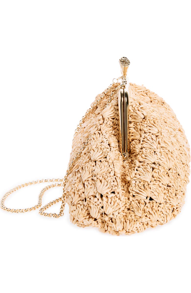Anya Hindmarch Large Maud Bow Crochet Raffia Clutch, Alternate, color,