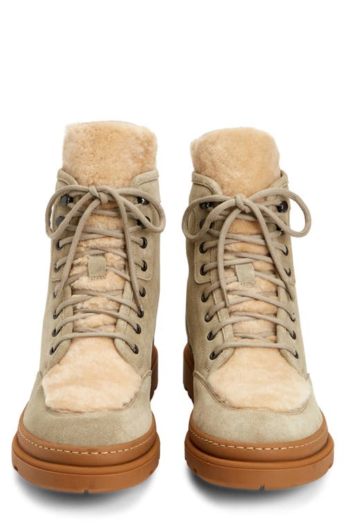 Aquatalia Tristian Lace-up Boot With Genuine Shearling Trim In Glacier/taupe