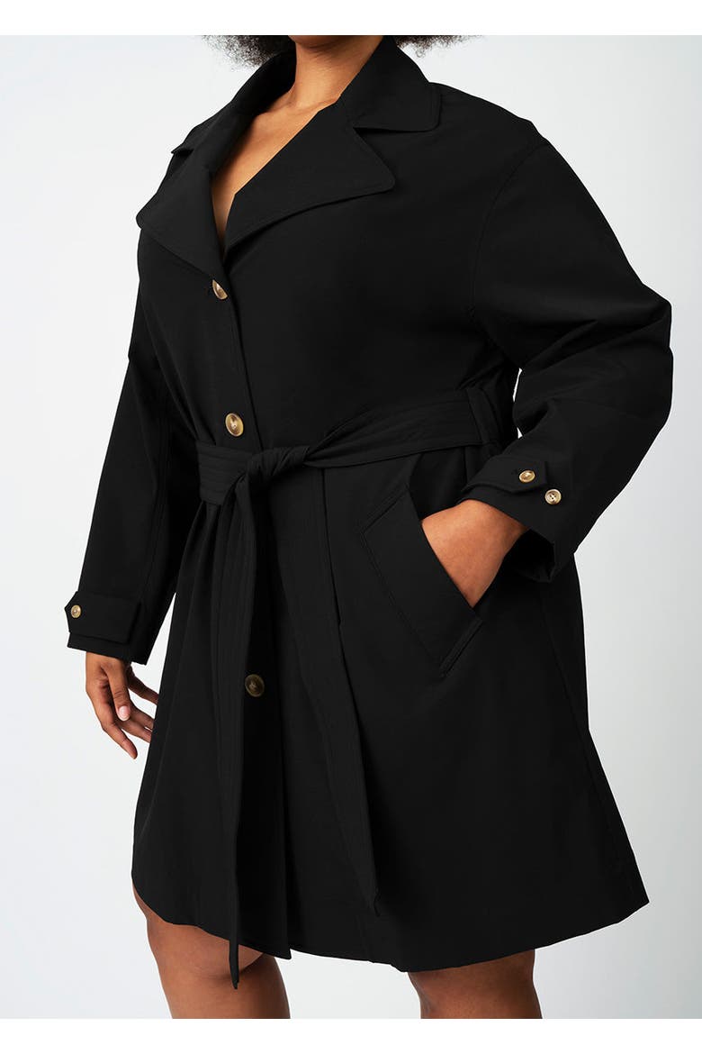 Tech Twill Trench Coat Plus Size, Alternate, color, Jet Black
