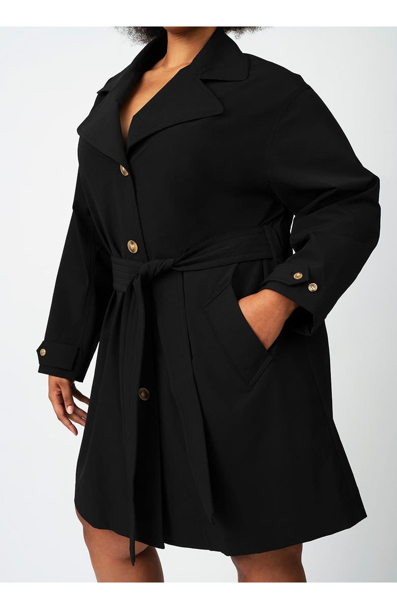 SEE ROSE GO Tech Twill Trench Coat Plus Size, Alternate, color, Jet Black