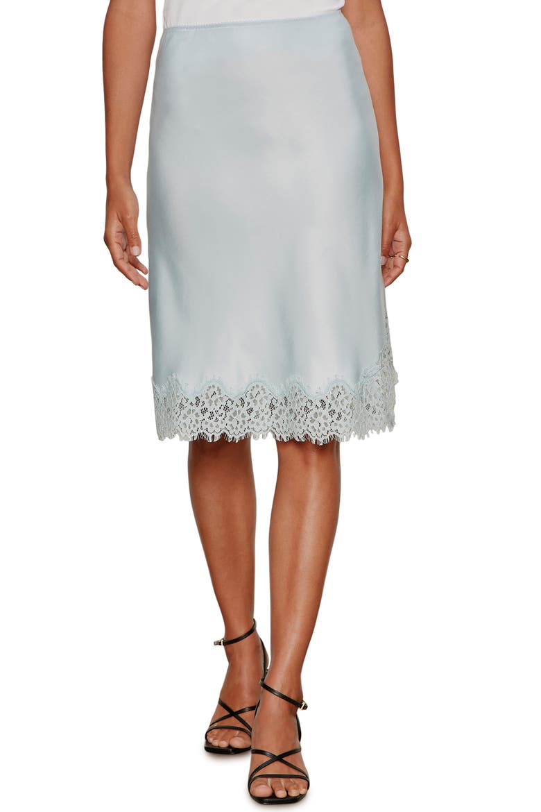 Effortless Lace Trim Slip Skirt, Main, color, BLUE AURA