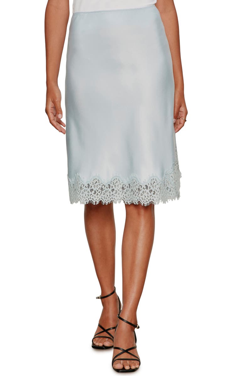 Sanctuary Effortless Lace Trim Slip Skirt, Main, color, Blue Aura