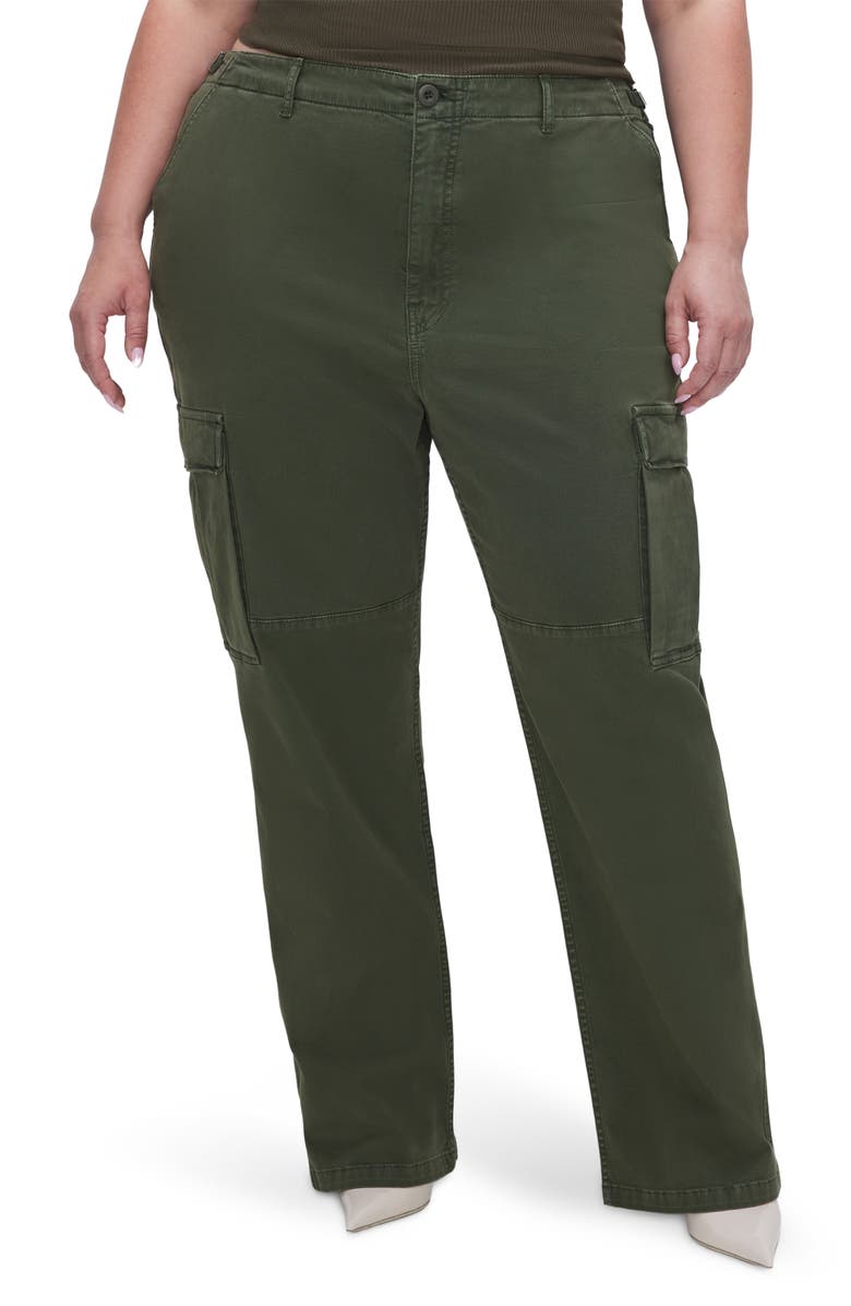 Good American Uniform Brushed Twill Cargo Pants, Alternate, color, 