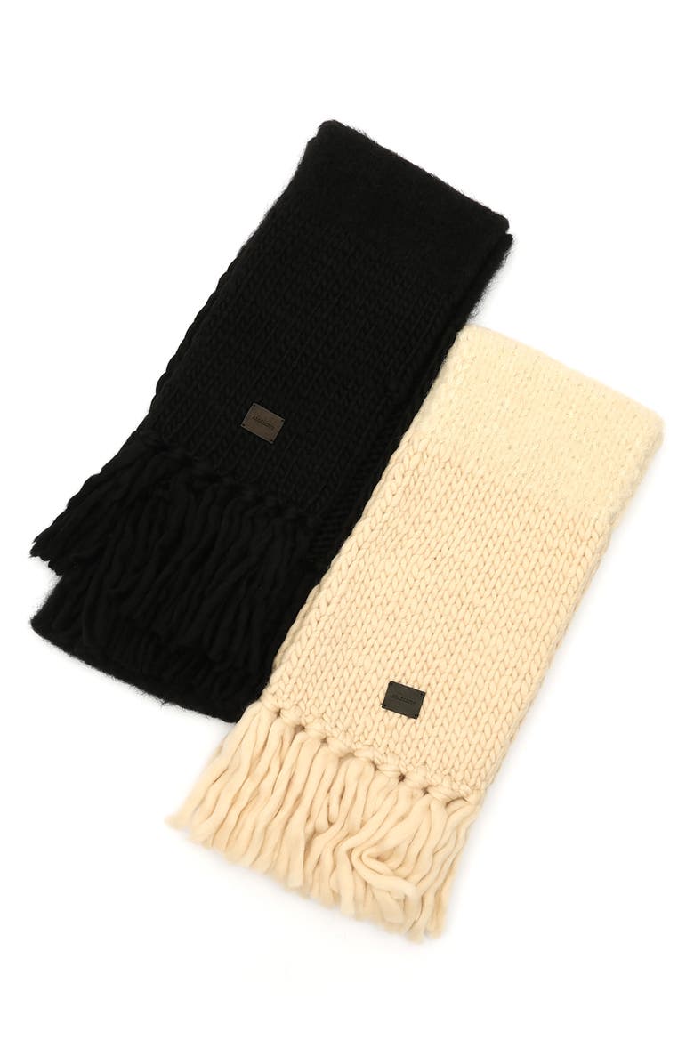 AllSaints Mix Yarn Handk-Knit Scarf, Alternate, color, Black