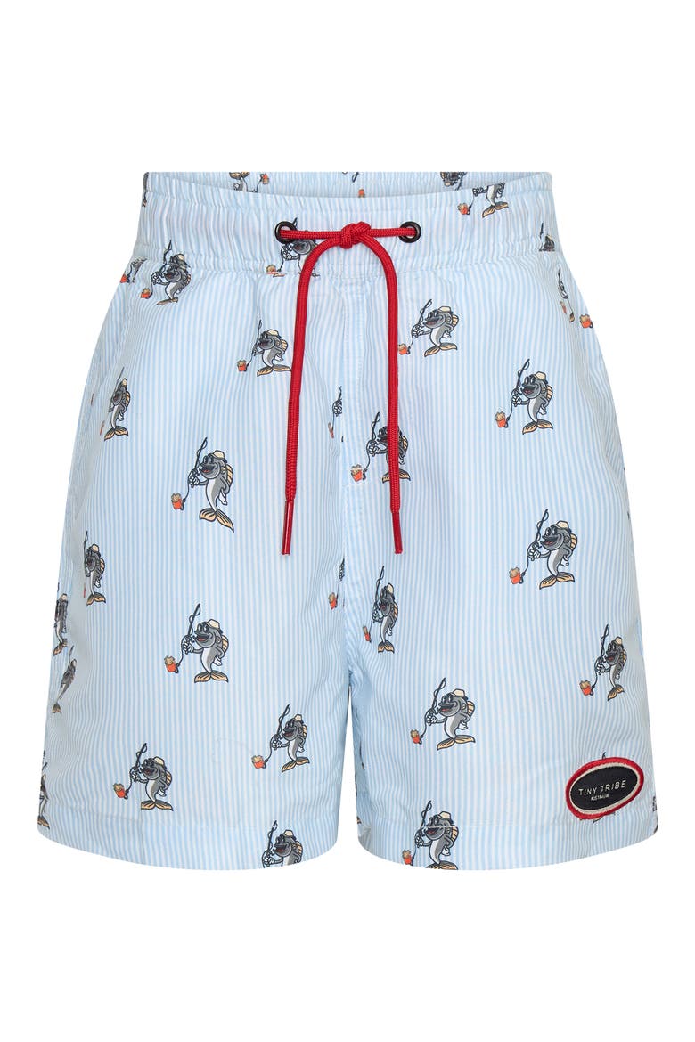 Kids' Fish Stripe Swim Trunks Toddler & Little Kid), Main, color, MULTI BLUE