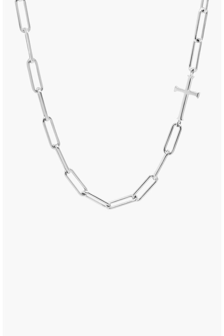 Chain Breaker Cross Necklace, Main, color, Sterling Silver