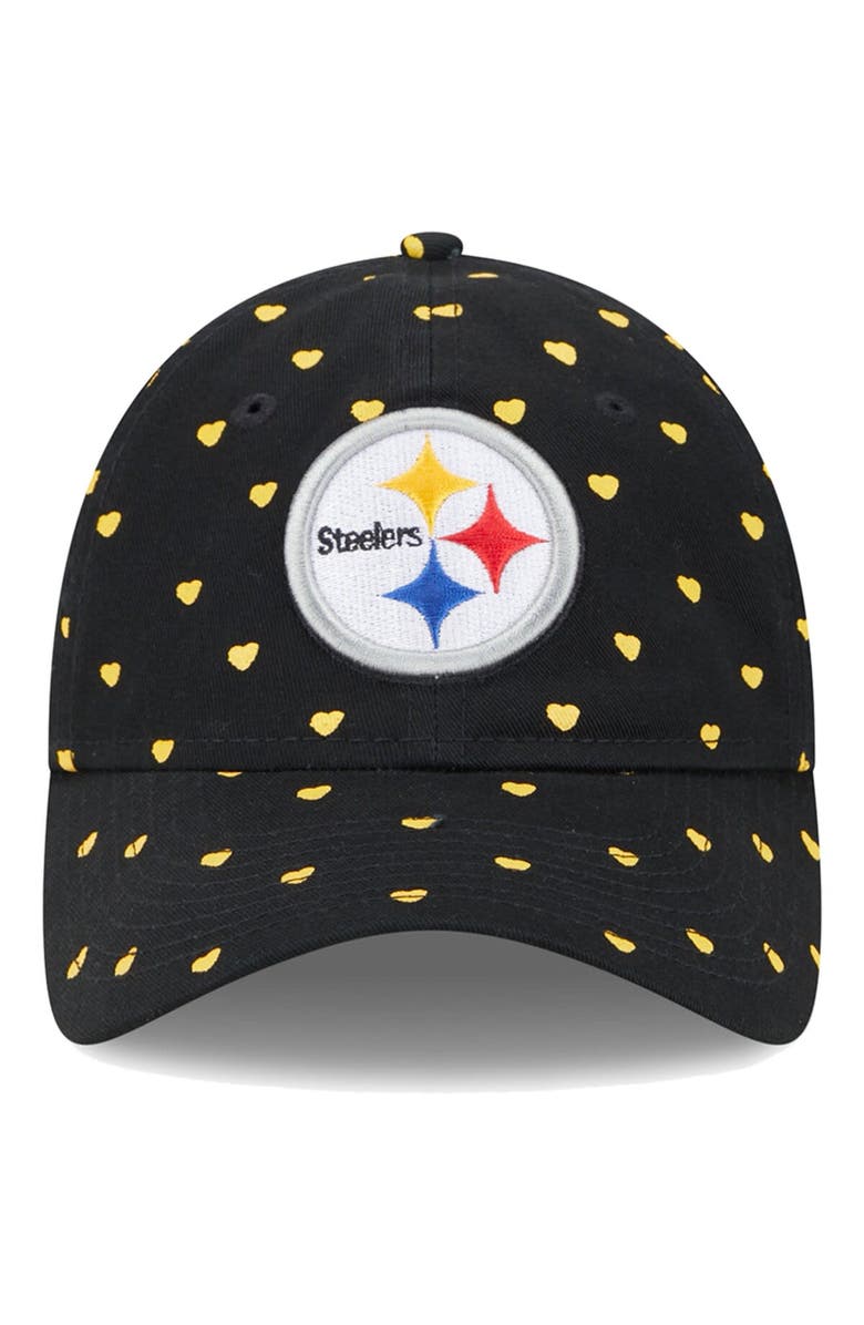 New Era Girls Youth New Era  Black Pittsburgh Steelers Hearts 9TWENTY Adjustable Hat, Alternate, color, 