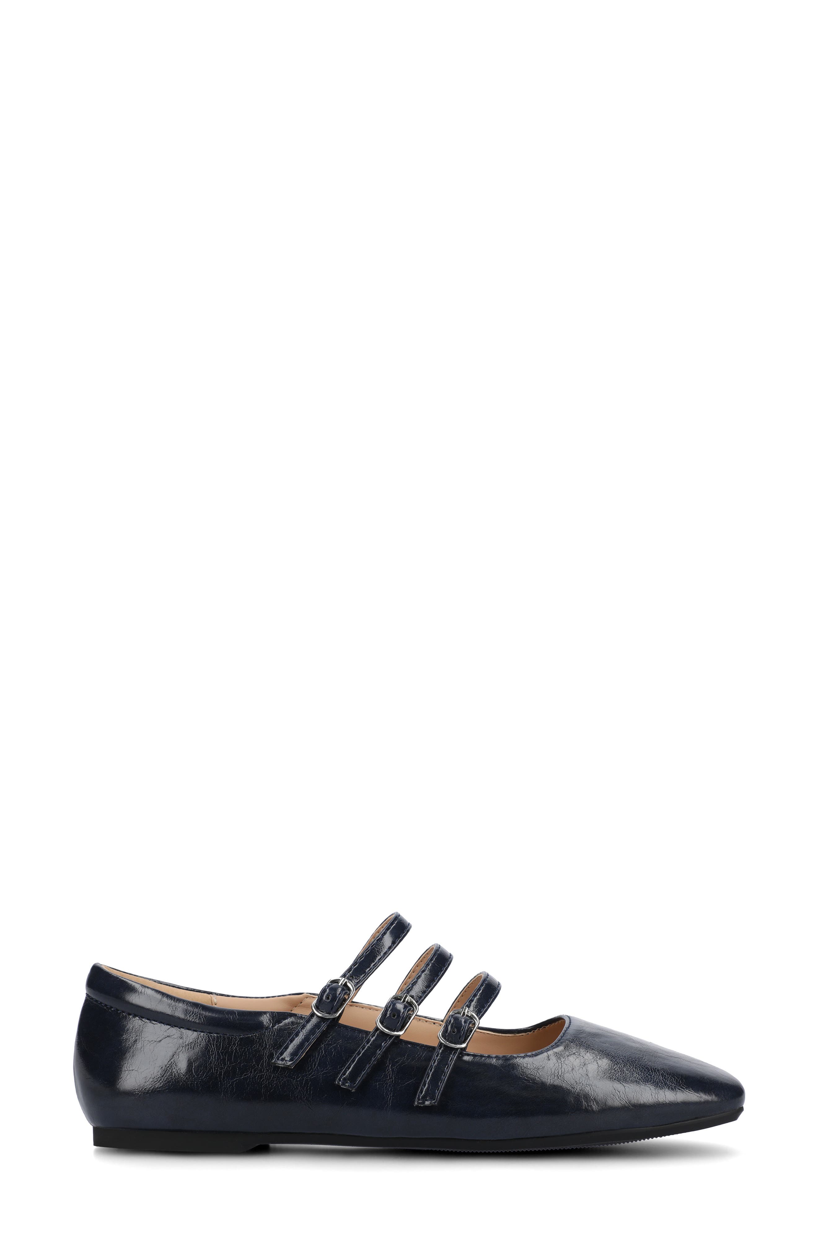 Darlin Multi Strap Mary Jane Flat, Alternate, color, NAVY CRINKLE
