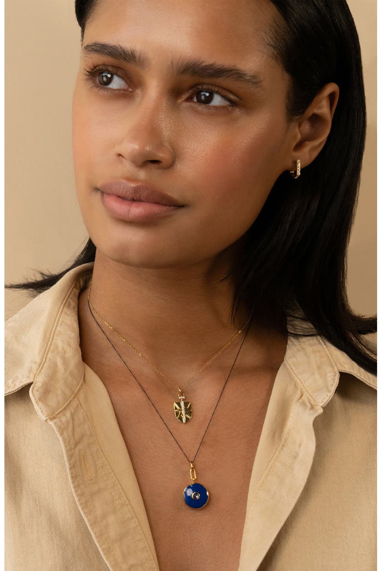18k Gold & Sterling Silver Enamel Locket Necklace, Alternate, color, STERLING SILVER