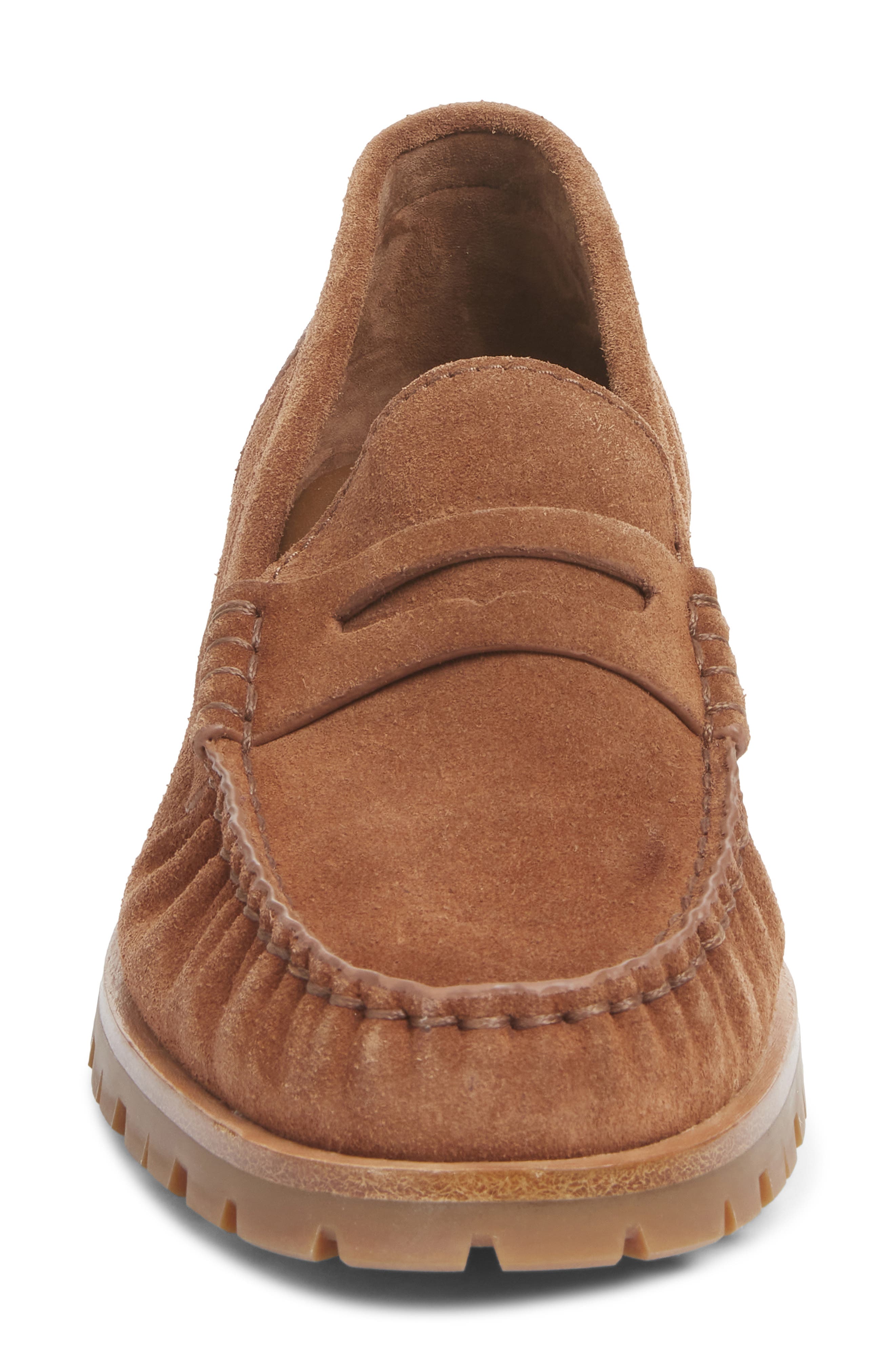 Corey Lug Sole Penny Loafer, Alternate, color, UMBER SUEDE