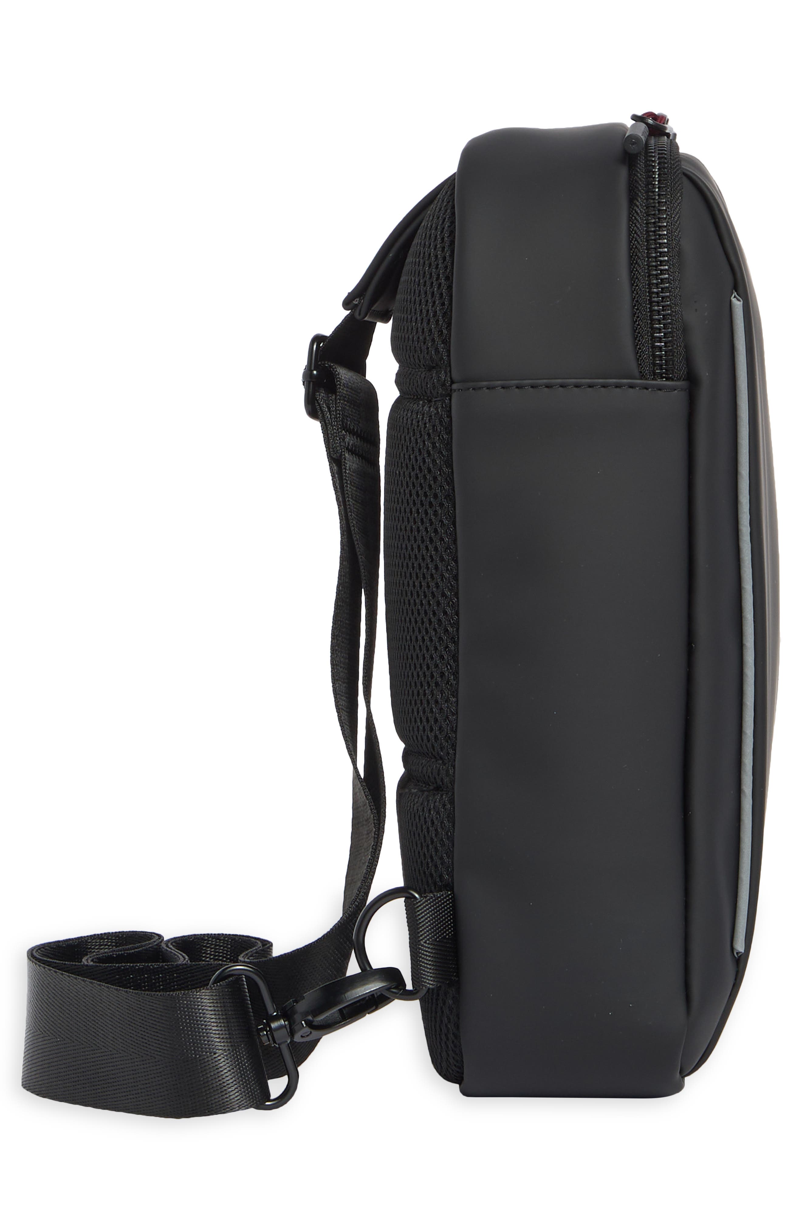 Rubberized Side Zipper Crossbody Bag, Main, color, BLACK