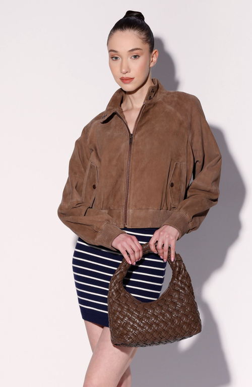 Walter Baker Bowie Suede Bomber Jacket In Brown