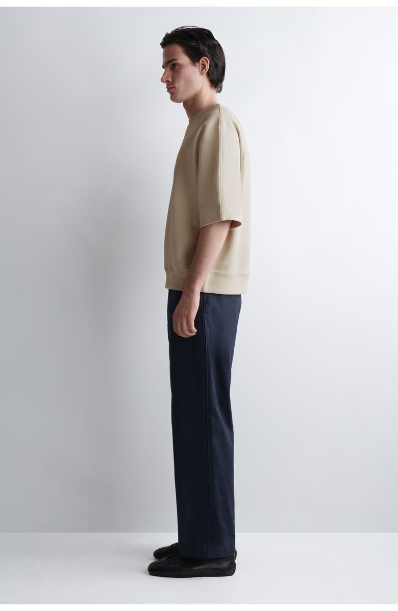 COS Oversized Short-Sleeved Cotton Sweatshirt, Alternate, color, Light Beige