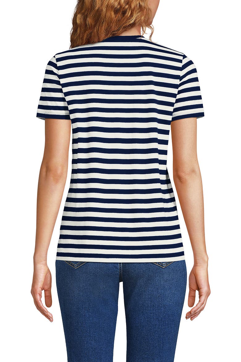 Supima Cotton V-neck T-Shirt, Alternate, color, Deep Sea Navy Even Stripe