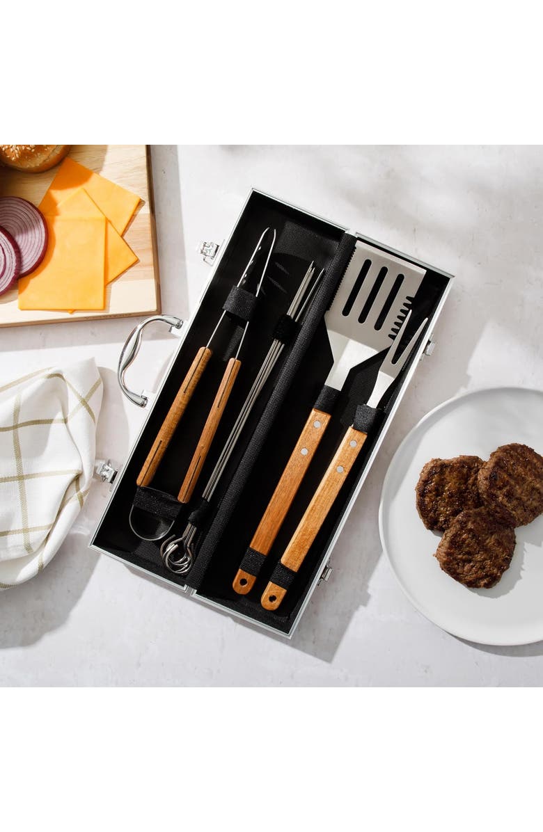 Gibson Home Barbecue Pro 8 Piece Stainless Steel Barbecue Tool Set with Carry Box, Alternate, color, Brown