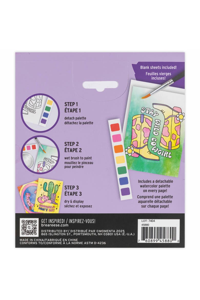 Watercolor Pad Kit, Western, 8 Frog & Cowgirl Designs, Alternate, color, Multicolored