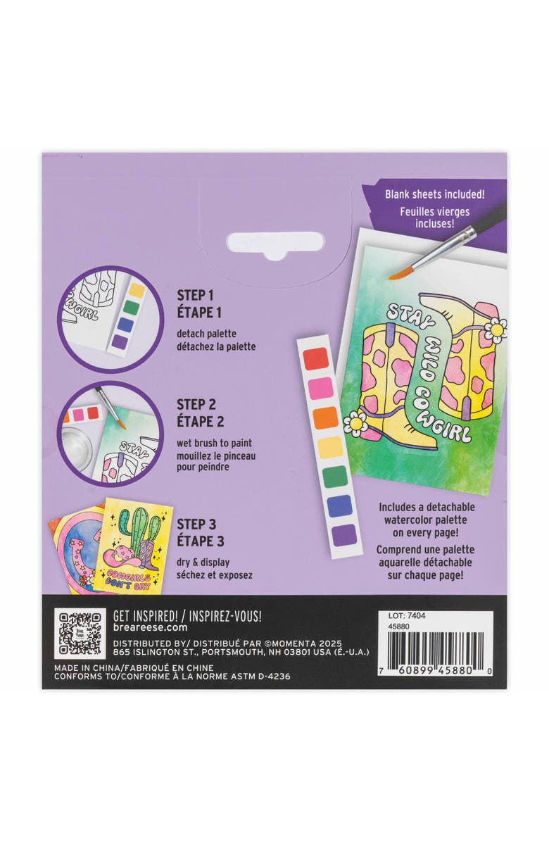 Brea Reese Vivid Watercolor Pad Kit, Western, 8 Frog & Cowgirl Designs, Alternate, color, Multicolored