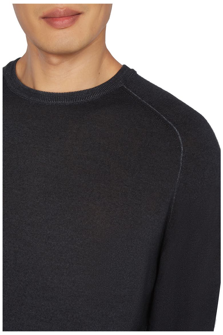 Crewneck Merino Wool Sweater, Alternate, color, BLACK