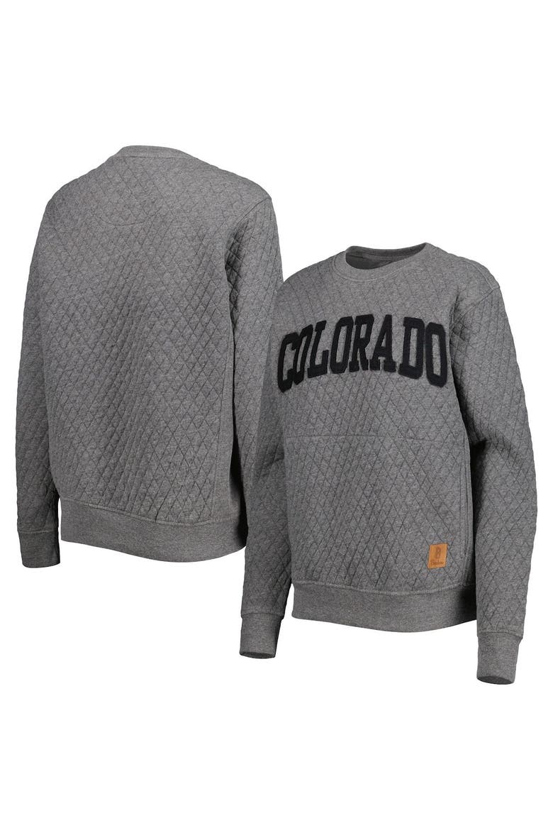 Women's Pressbox Heather Charcoal Colorado Buffaloes Moose Quilted Pullover Sweatshirt, Main, color, Heather Gray